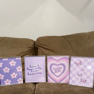 Set of Four Purple Wall Art Prints
